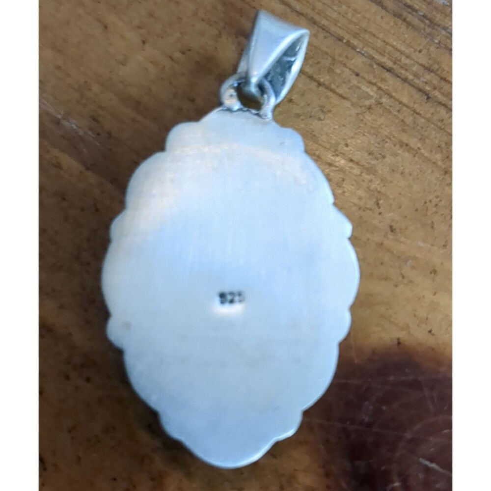 Sterling Silver Southwest Navajo Style White Buffalo Turquoise Pendant 925 -1.5 - Picture 11 of 13